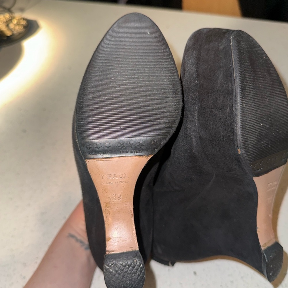Prada Black Suede Platform Wedge Booties - Picture 6 of 6